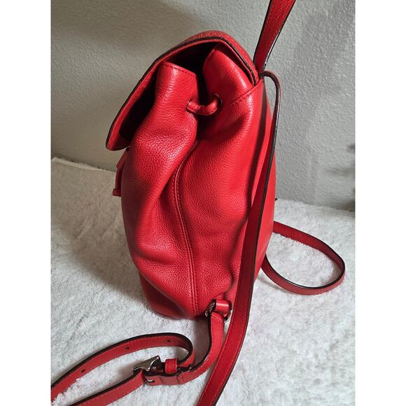 COACH F24385 Red Pebbled Leather Drawstring Park Turnlock Backpack - Picture 3 of 13